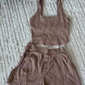 Abercrombie & Fitch Ribbed Tan lounge set